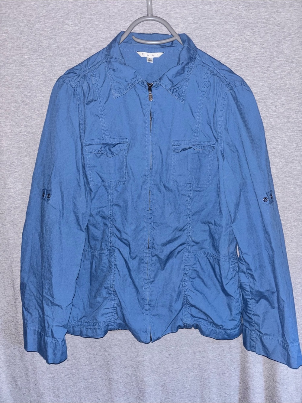 CAbi Blue Utility Jacket - Lightweight Zip Front